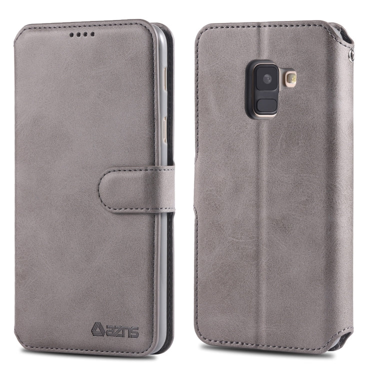 For Galaxy A6 2018 AZNS Calf Texture Magnetic Horizontal Flip PU Leather Case with Holder & Card Slots & Photo Frame