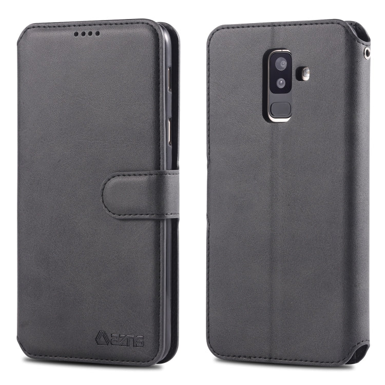 For Galaxy A6  Plus 2018 AZNS Calf Texture Magnetic Horizontal Flip PU Leather Case with Holder & Card Slots & Photo Frame
