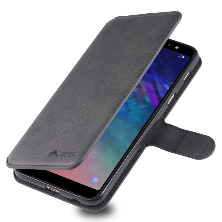 For Galaxy A6  Plus 2018 AZNS Calf Texture Magnetic Horizontal Flip PU Leather Case with Holder & Card Slots & Photo Frame