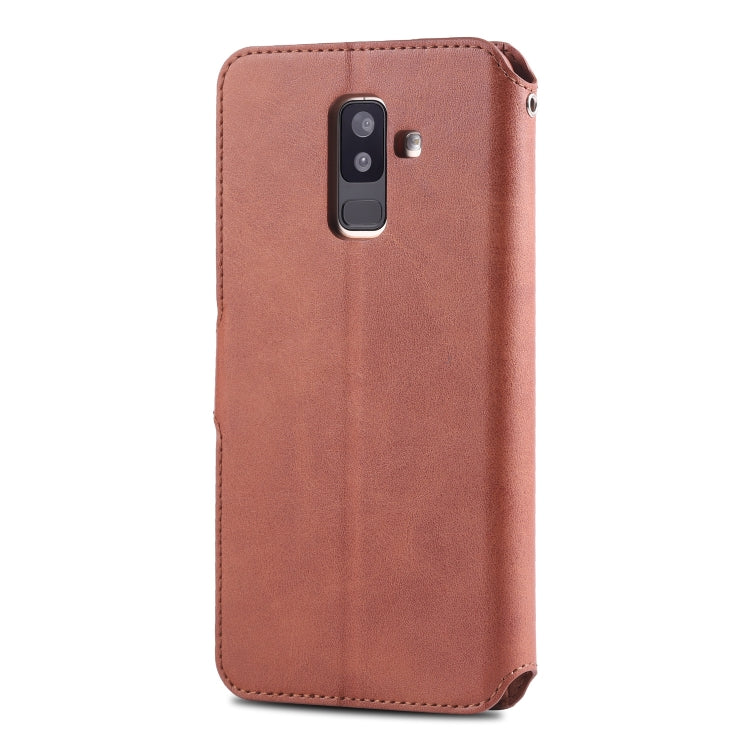 For Galaxy A6  Plus 2018 AZNS Calf Texture Magnetic Horizontal Flip PU Leather Case with Holder & Card Slots & Photo Frame
