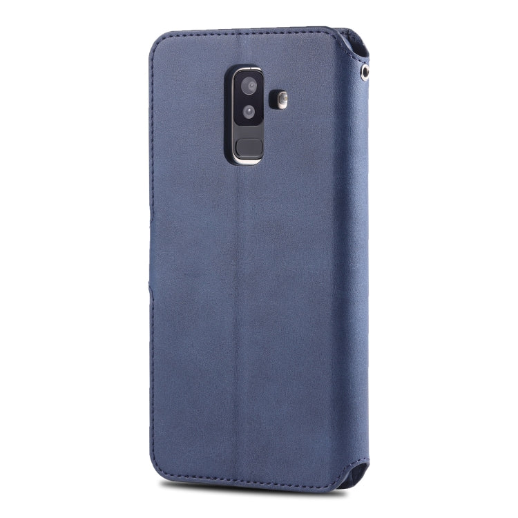 For Galaxy A6  Plus 2018 AZNS Calf Texture Magnetic Horizontal Flip PU Leather Case with Holder & Card Slots & Photo Frame