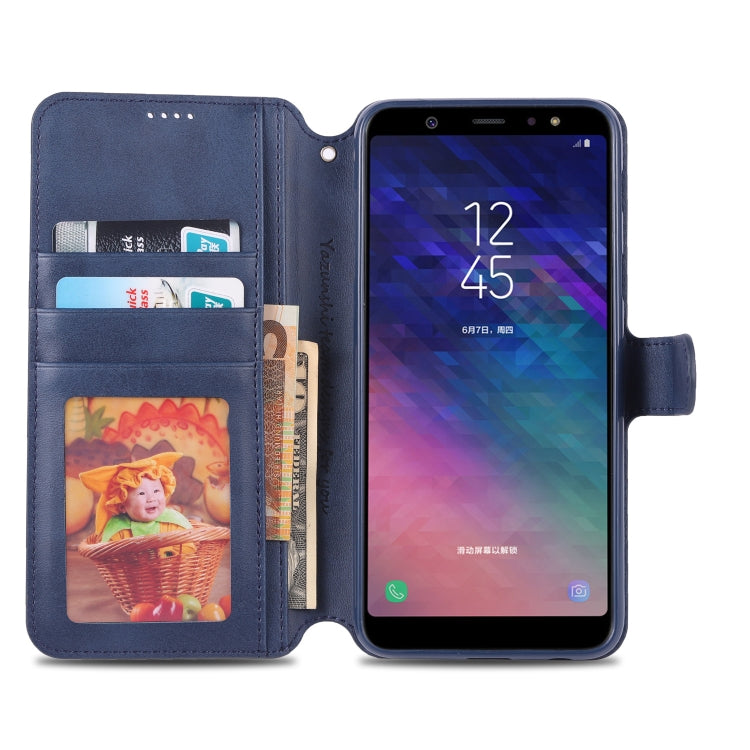 For Galaxy A6  Plus 2018 AZNS Calf Texture Magnetic Horizontal Flip PU Leather Case with Holder & Card Slots & Photo Frame