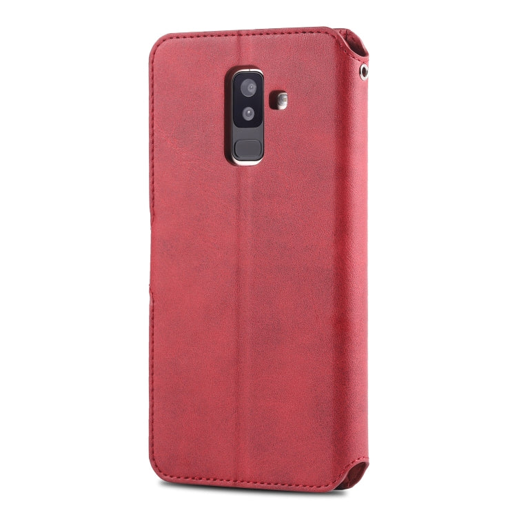 For Galaxy A6  Plus 2018 AZNS Calf Texture Magnetic Horizontal Flip PU Leather Case with Holder & Card Slots & Photo Frame