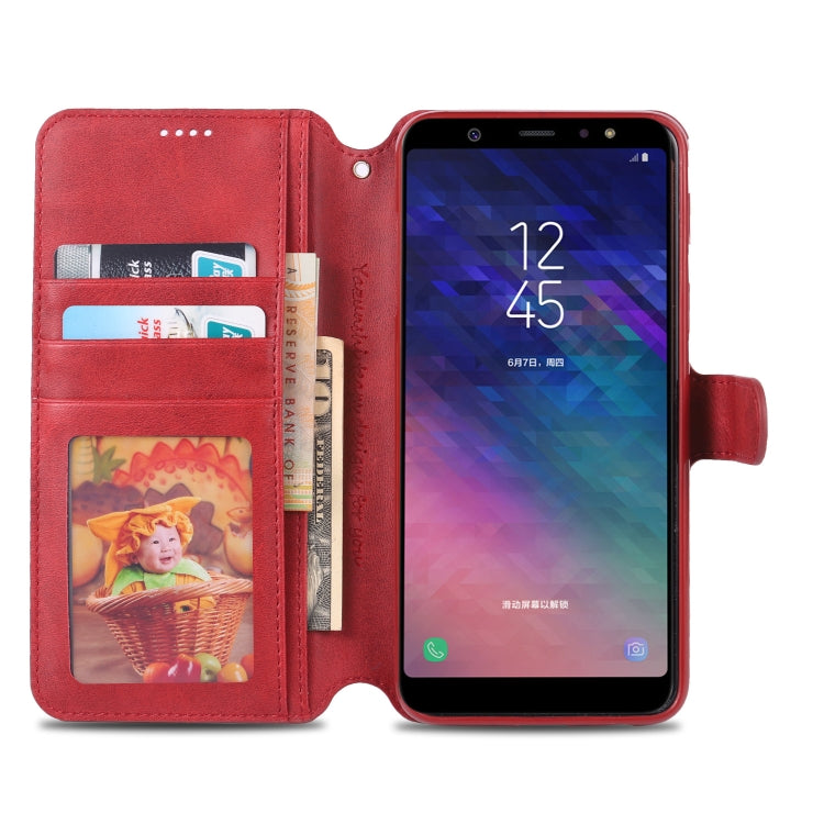 For Galaxy A6  Plus 2018 AZNS Calf Texture Magnetic Horizontal Flip PU Leather Case with Holder & Card Slots & Photo Frame
