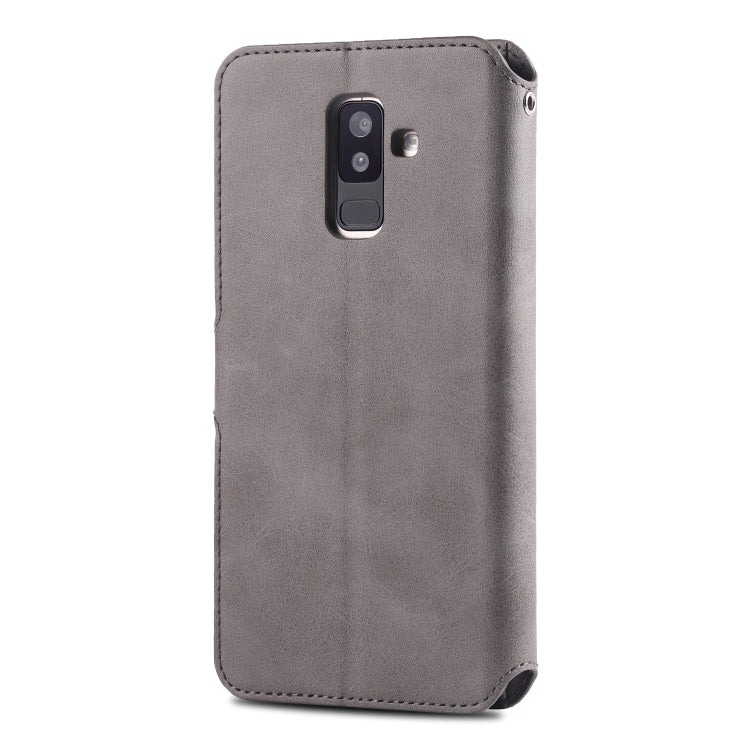 For Galaxy A6  Plus 2018 AZNS Calf Texture Magnetic Horizontal Flip PU Leather Case with Holder & Card Slots & Photo Frame