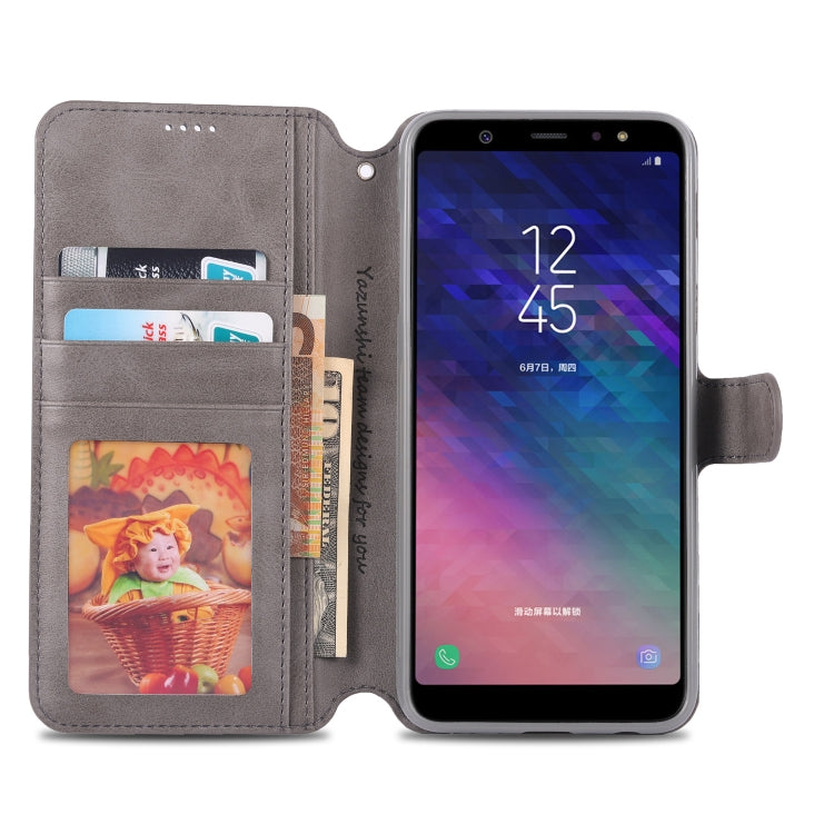 For Galaxy A6  Plus 2018 AZNS Calf Texture Magnetic Horizontal Flip PU Leather Case with Holder & Card Slots & Photo Frame