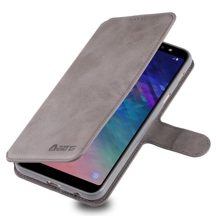 For Galaxy A6  Plus 2018 AZNS Calf Texture Magnetic Horizontal Flip PU Leather Case with Holder & Card Slots & Photo Frame