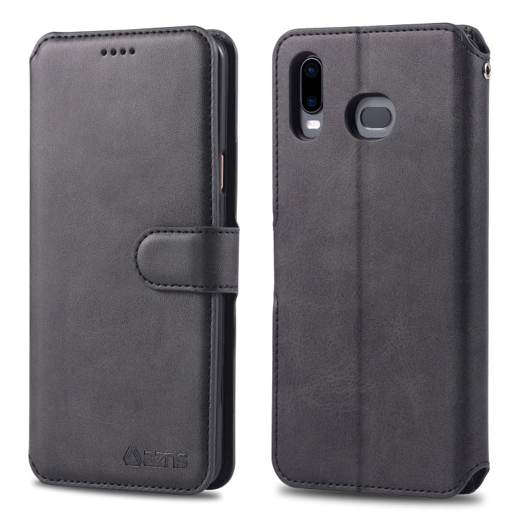 For Galaxy  A6s AZNS Calf Texture Magnetic Horizontal Flip PU Leather Case with Holder & Card Slots & Photo Frame