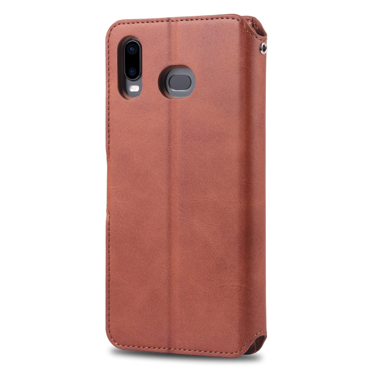 For Galaxy  A6s AZNS Calf Texture Magnetic Horizontal Flip PU Leather Case with Holder & Card Slots & Photo Frame