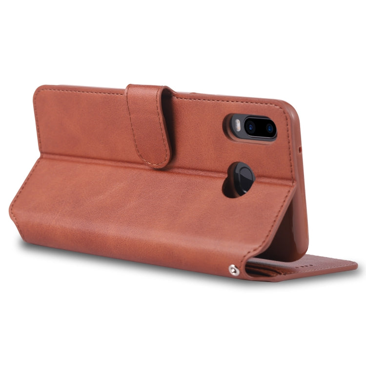 For Galaxy  A6s AZNS Calf Texture Magnetic Horizontal Flip PU Leather Case with Holder & Card Slots & Photo Frame
