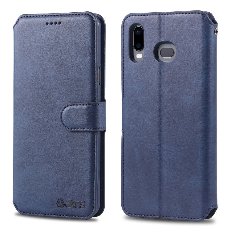 For Galaxy  A6s AZNS Calf Texture Magnetic Horizontal Flip PU Leather Case with Holder & Card Slots & Photo Frame