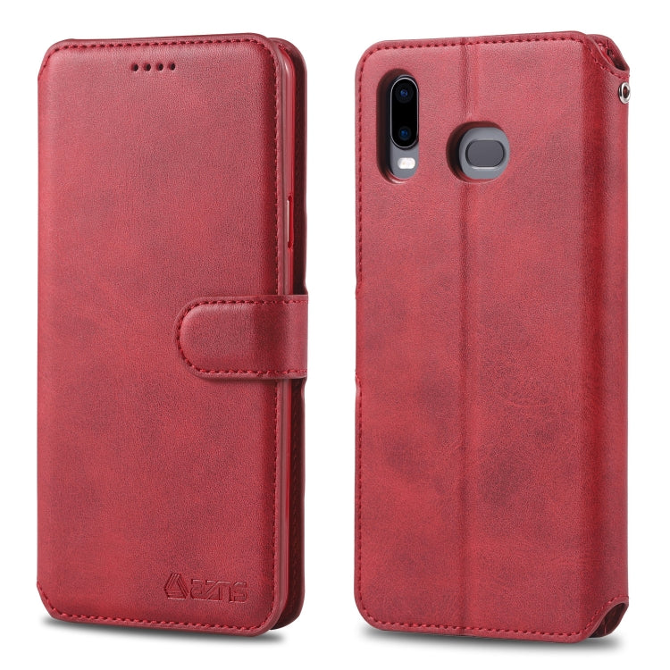 For Galaxy  A6s AZNS Calf Texture Magnetic Horizontal Flip PU Leather Case with Holder & Card Slots & Photo Frame