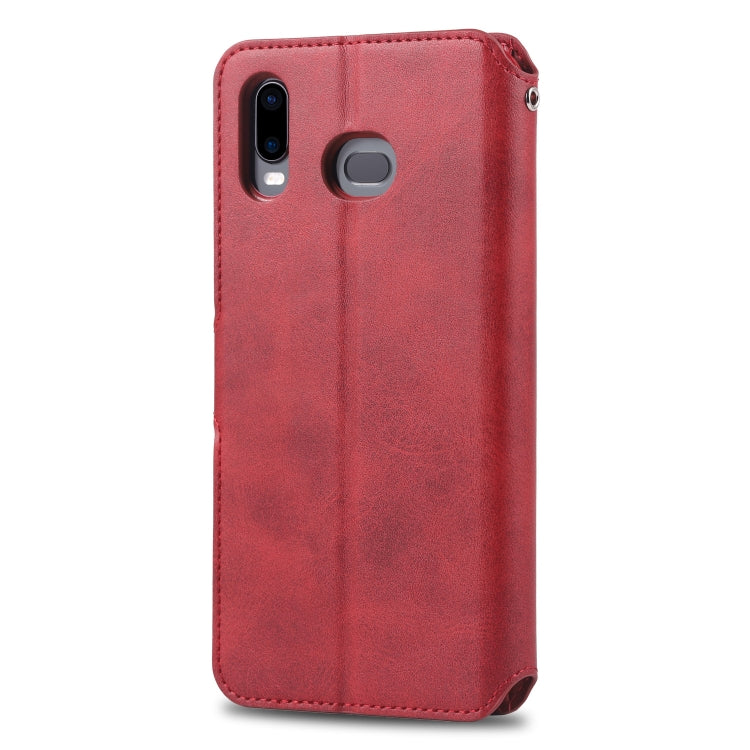 For Galaxy  A6s AZNS Calf Texture Magnetic Horizontal Flip PU Leather Case with Holder & Card Slots & Photo Frame