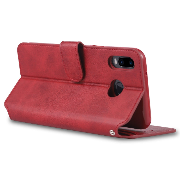 For Galaxy  A6s AZNS Calf Texture Magnetic Horizontal Flip PU Leather Case with Holder & Card Slots & Photo Frame