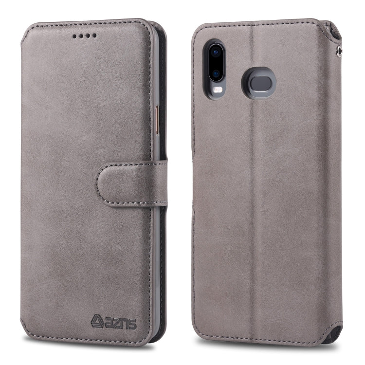 For Galaxy  A6s AZNS Calf Texture Magnetic Horizontal Flip PU Leather Case with Holder & Card Slots & Photo Frame