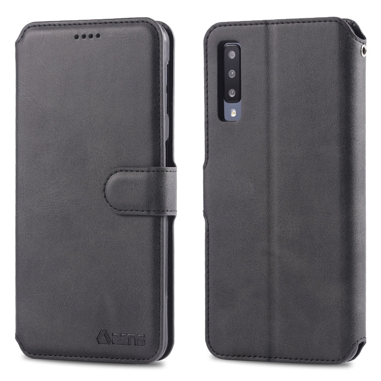 For Galaxy A7 2018 AZNS Calf Texture Magnetic Horizontal Flip PU Leather Case with Holder & Card Slots & Photo Frame