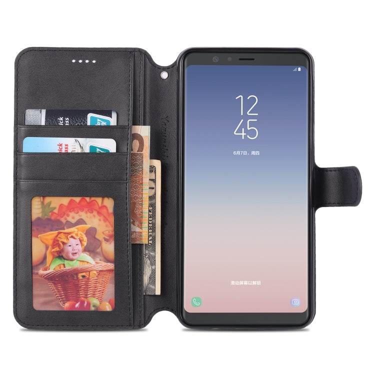 For Galaxy A7 2018 AZNS Calf Texture Magnetic Horizontal Flip PU Leather Case with Holder & Card Slots & Photo Frame