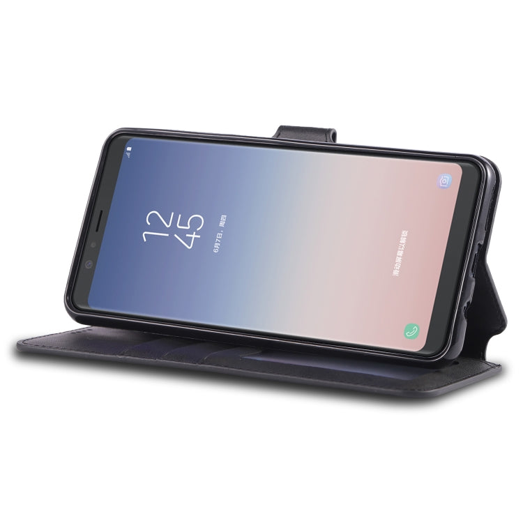 For Galaxy A7 2018 AZNS Calf Texture Magnetic Horizontal Flip PU Leather Case with Holder & Card Slots & Photo Frame