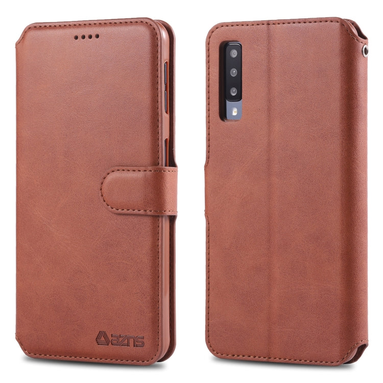 For Galaxy A7 2018 AZNS Calf Texture Magnetic Horizontal Flip PU Leather Case with Holder & Card Slots & Photo Frame