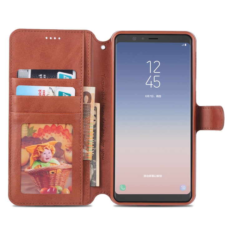 For Galaxy A7 2018 AZNS Calf Texture Magnetic Horizontal Flip PU Leather Case with Holder & Card Slots & Photo Frame