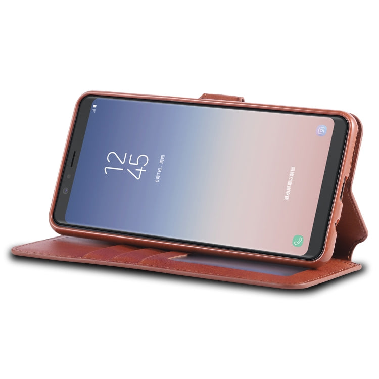 For Galaxy A7 2018 AZNS Calf Texture Magnetic Horizontal Flip PU Leather Case with Holder & Card Slots & Photo Frame