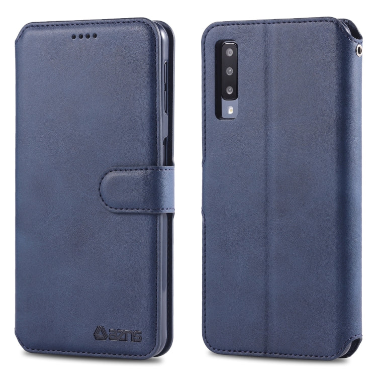 For Galaxy A7 2018 AZNS Calf Texture Magnetic Horizontal Flip PU Leather Case with Holder & Card Slots & Photo Frame