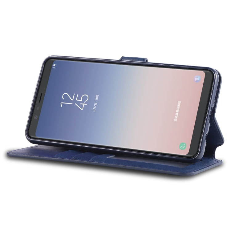 For Galaxy A7 2018 AZNS Calf Texture Magnetic Horizontal Flip PU Leather Case with Holder & Card Slots & Photo Frame