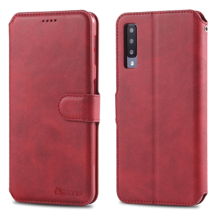For Galaxy A7 2018 AZNS Calf Texture Magnetic Horizontal Flip PU Leather Case with Holder & Card Slots & Photo Frame