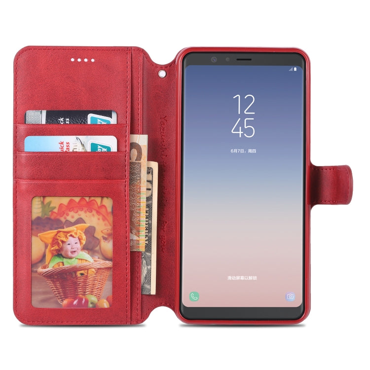 For Galaxy A7 2018 AZNS Calf Texture Magnetic Horizontal Flip PU Leather Case with Holder & Card Slots & Photo Frame