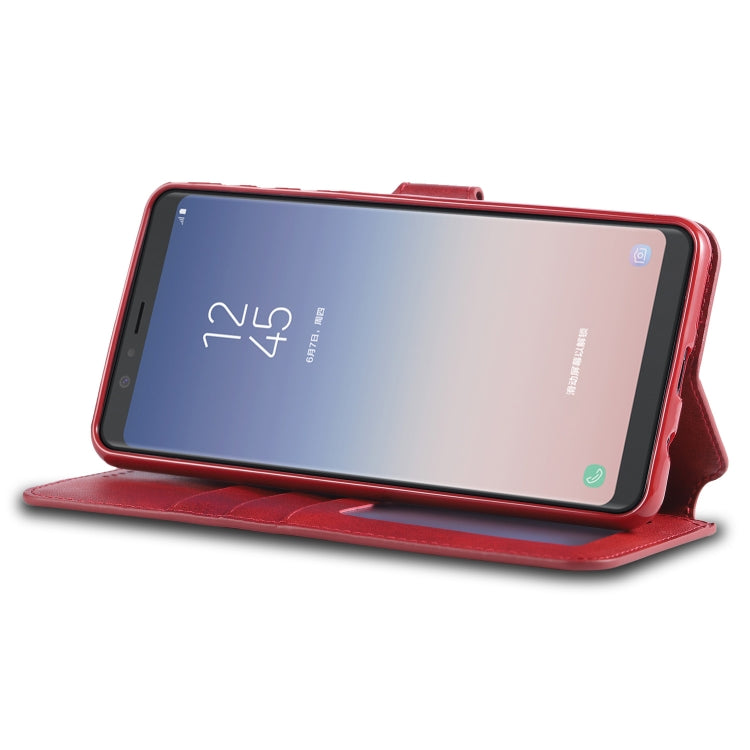 For Galaxy A7 2018 AZNS Calf Texture Magnetic Horizontal Flip PU Leather Case with Holder & Card Slots & Photo Frame