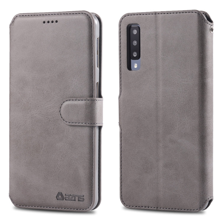 For Galaxy A7 2018 AZNS Calf Texture Magnetic Horizontal Flip PU Leather Case with Holder & Card Slots & Photo Frame