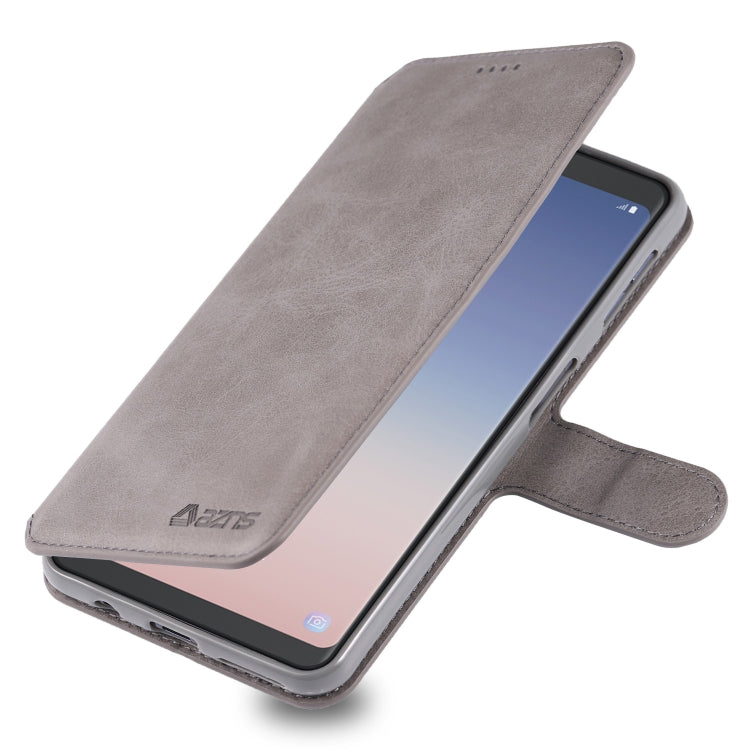 For Galaxy A7 2018 AZNS Calf Texture Magnetic Horizontal Flip PU Leather Case with Holder & Card Slots & Photo Frame