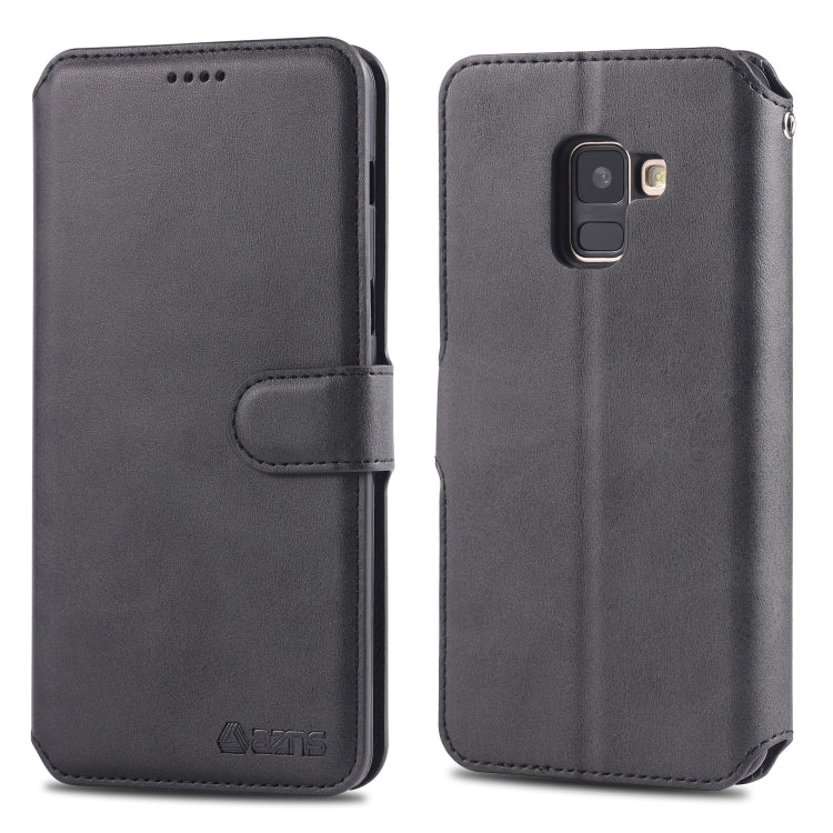 For Galaxy A8 2018 AZNS Calf Texture Magnetic Horizontal Flip PU Leather Case with Holder & Card Slots & Photo Frame