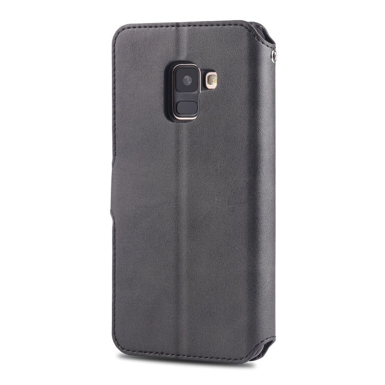 For Galaxy A8 2018 AZNS Calf Texture Magnetic Horizontal Flip PU Leather Case with Holder & Card Slots & Photo Frame