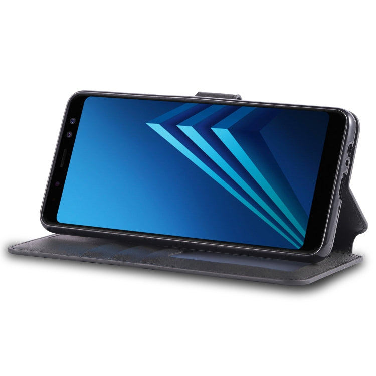 For Galaxy A8 2018 AZNS Calf Texture Magnetic Horizontal Flip PU Leather Case with Holder & Card Slots & Photo Frame