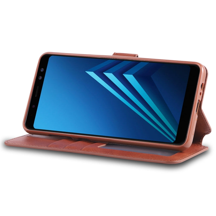 For Galaxy A8 2018 AZNS Calf Texture Magnetic Horizontal Flip PU Leather Case with Holder & Card Slots & Photo Frame