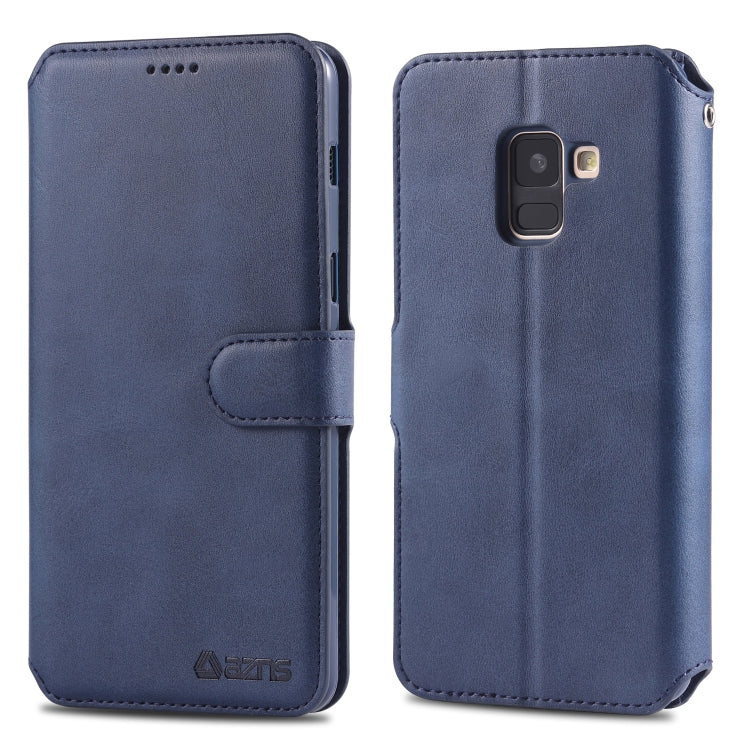 For Galaxy A8 2018 AZNS Calf Texture Magnetic Horizontal Flip PU Leather Case with Holder & Card Slots & Photo Frame