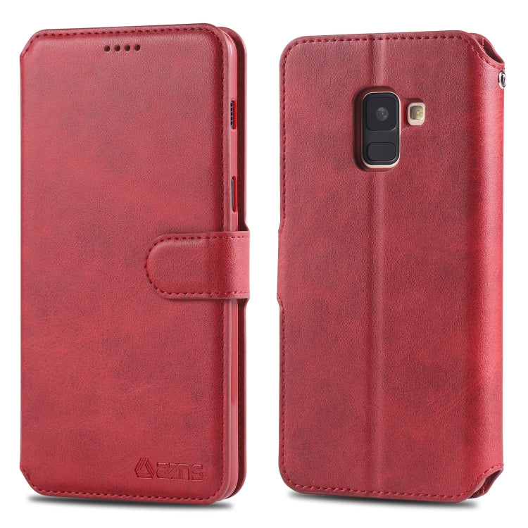 For Galaxy A8 2018 AZNS Calf Texture Magnetic Horizontal Flip PU Leather Case with Holder & Card Slots & Photo Frame