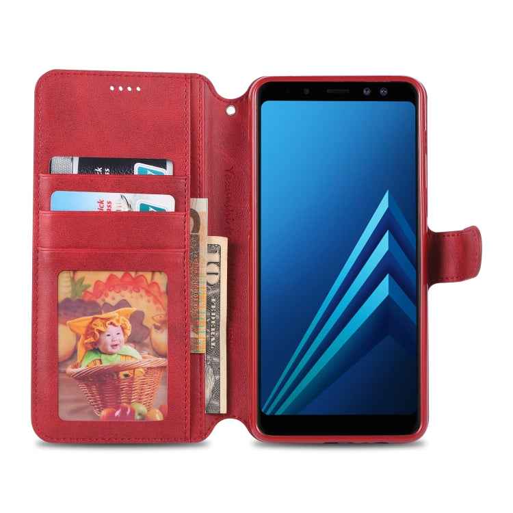 For Galaxy A8 2018 AZNS Calf Texture Magnetic Horizontal Flip PU Leather Case with Holder & Card Slots & Photo Frame