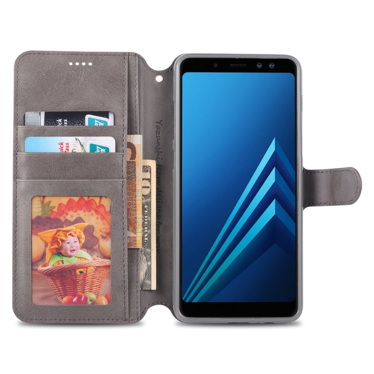 For Galaxy A8 2018 AZNS Calf Texture Magnetic Horizontal Flip PU Leather Case with Holder & Card Slots & Photo Frame