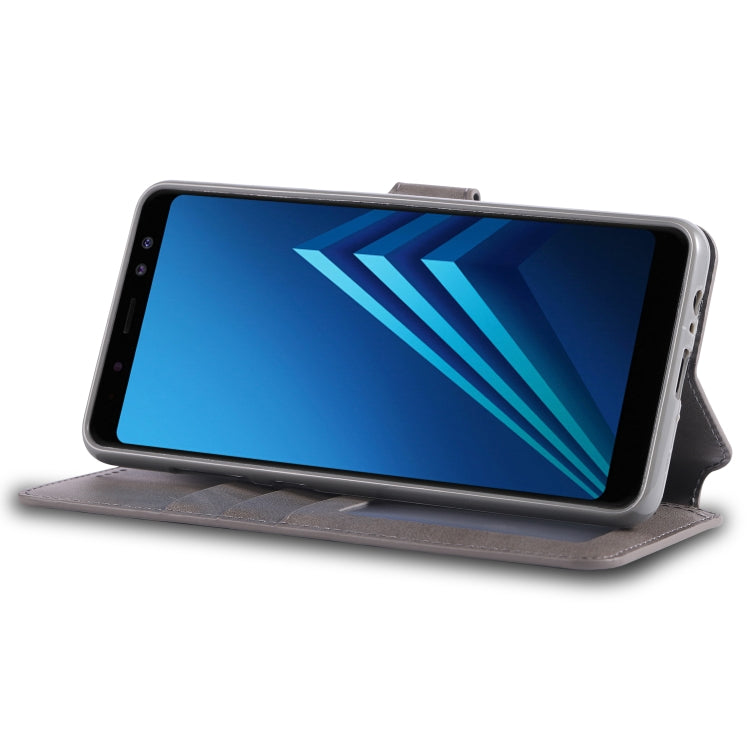 For Galaxy A8 2018 AZNS Calf Texture Magnetic Horizontal Flip PU Leather Case with Holder & Card Slots & Photo Frame