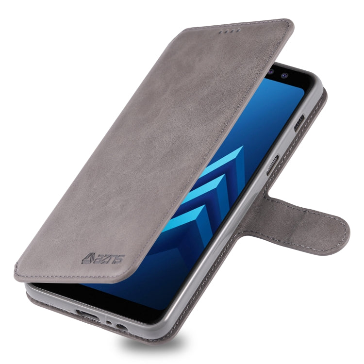 For Galaxy A8 2018 AZNS Calf Texture Magnetic Horizontal Flip PU Leather Case with Holder & Card Slots & Photo Frame