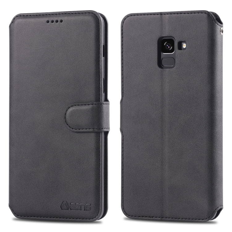 For Galaxy A8 Plus 2018 AZNS Calf Texture Magnetic Horizontal Flip PU Leather Case with Holder & Card Slots & Photo Frame