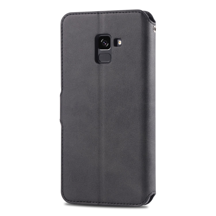 For Galaxy A8 Plus 2018 AZNS Calf Texture Magnetic Horizontal Flip PU Leather Case with Holder & Card Slots & Photo Frame