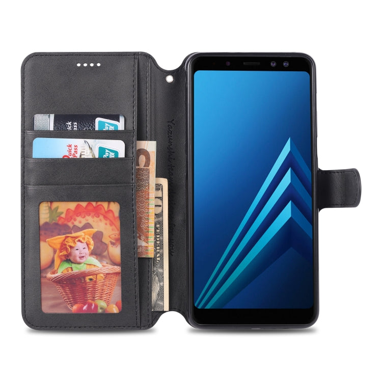 For Galaxy A8 Plus 2018 AZNS Calf Texture Magnetic Horizontal Flip PU Leather Case with Holder & Card Slots & Photo Frame