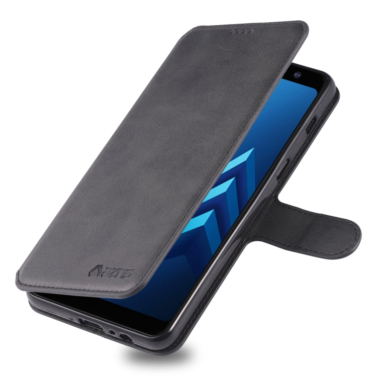 For Galaxy A8 Plus 2018 AZNS Calf Texture Magnetic Horizontal Flip PU Leather Case with Holder & Card Slots & Photo Frame