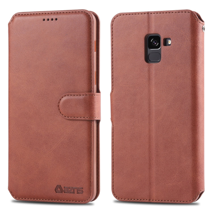 For Galaxy A8 Plus 2018 AZNS Calf Texture Magnetic Horizontal Flip PU Leather Case with Holder & Card Slots & Photo Frame