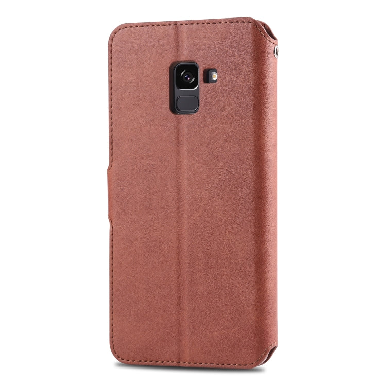 For Galaxy A8 Plus 2018 AZNS Calf Texture Magnetic Horizontal Flip PU Leather Case with Holder & Card Slots & Photo Frame