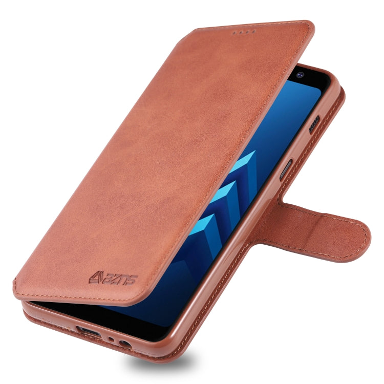 For Galaxy A8 Plus 2018 AZNS Calf Texture Magnetic Horizontal Flip PU Leather Case with Holder & Card Slots & Photo Frame
