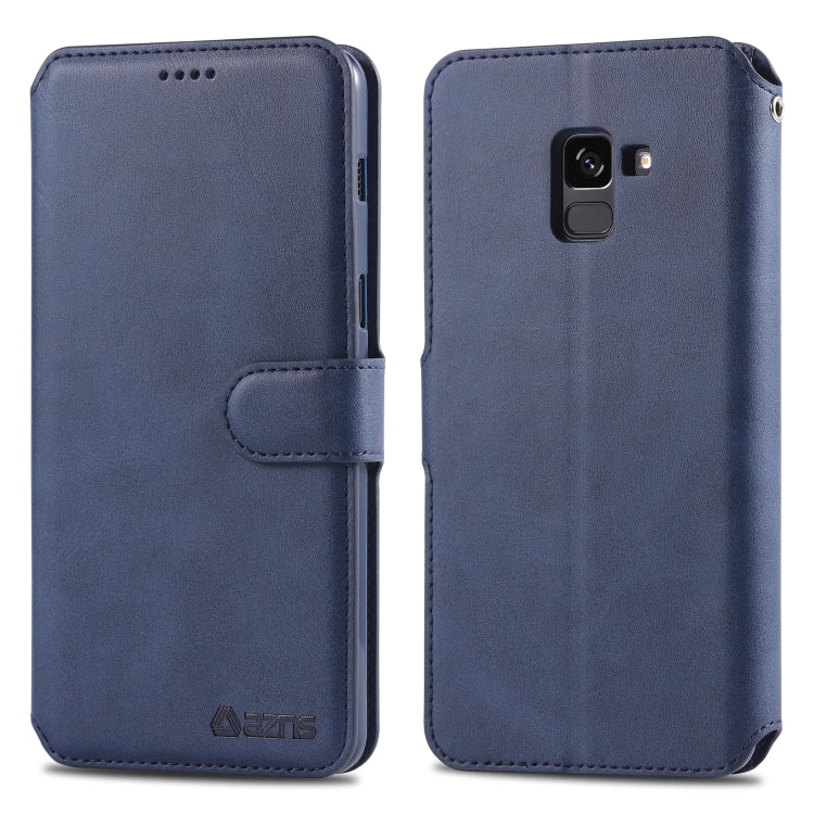 For Galaxy A8 Plus 2018 AZNS Calf Texture Magnetic Horizontal Flip PU Leather Case with Holder & Card Slots & Photo Frame